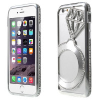 Луксозен алуминиев BUMPER-гръб с камъни за Apple iPhone 6 Plus 5.5 / Apple iPhone 6s Plus 5.5 сребрист